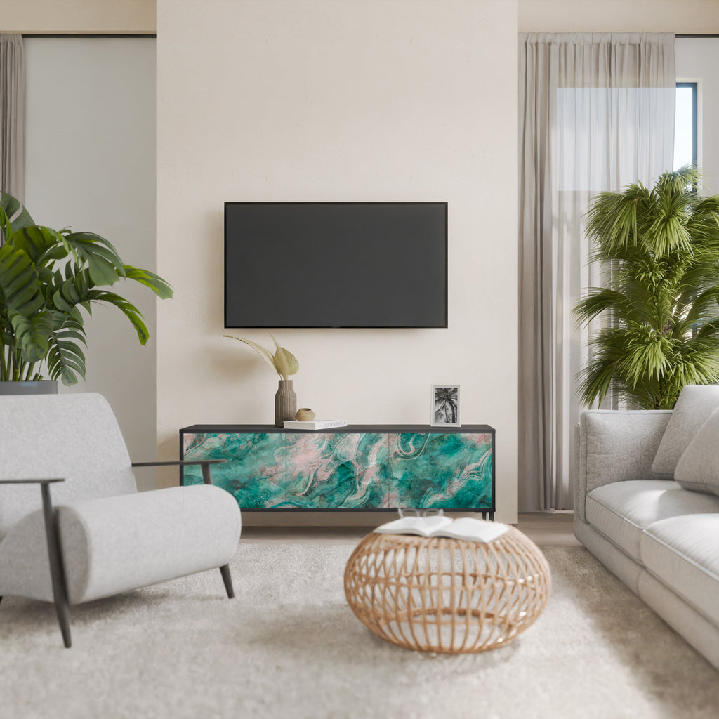 ABSTRACT ALCHEMY Móvel de TV com 3 Portas em Acabamento Preto