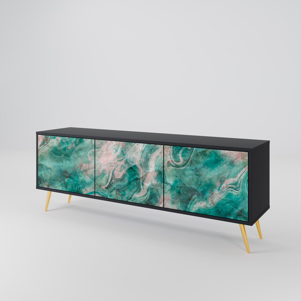 ABSTRACT ALCHEMY Móvel de TV com 3 Portas em Acabamento Preto