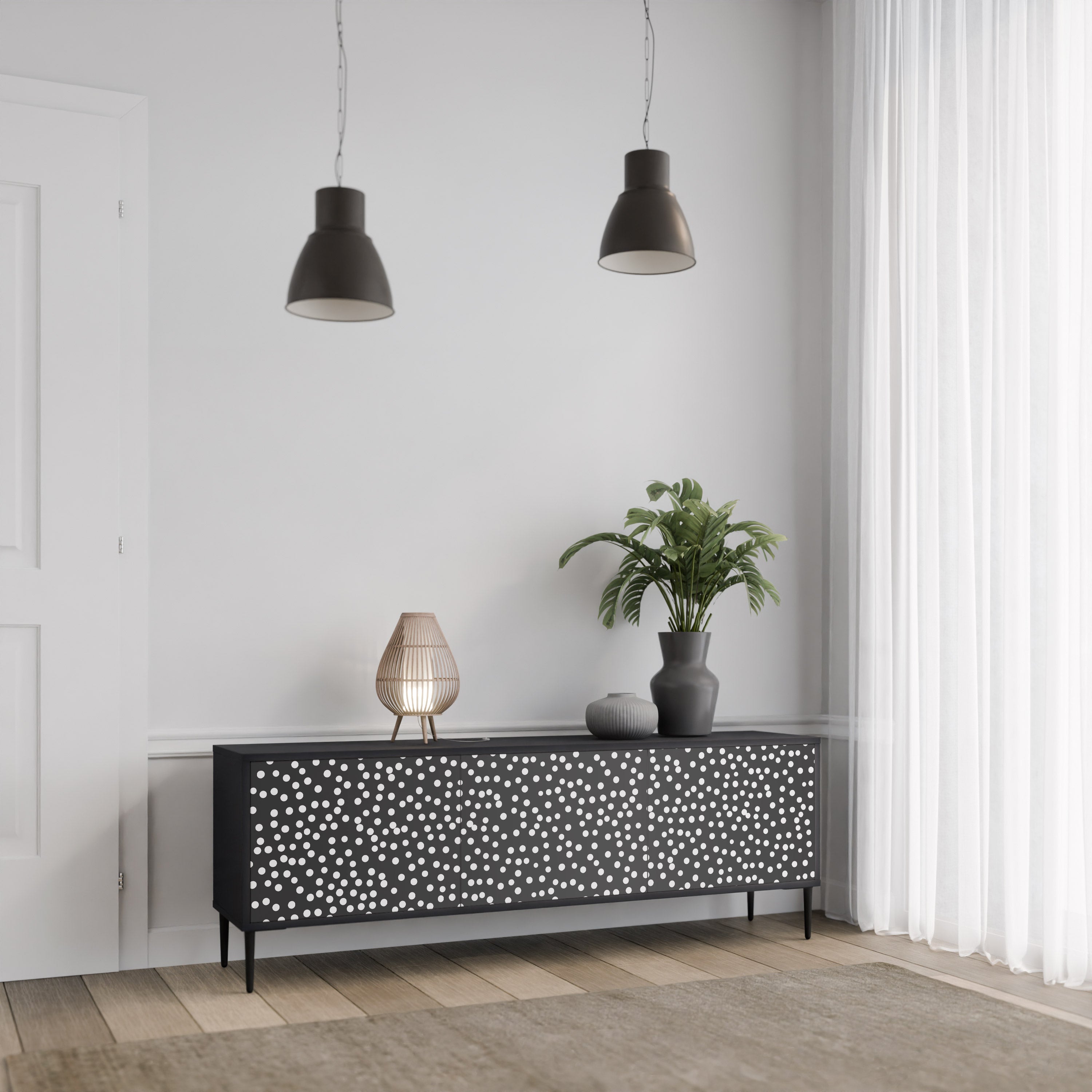 BLINDING LIGHTS Móvel de TV com 3 Portas em Acabamento Preto