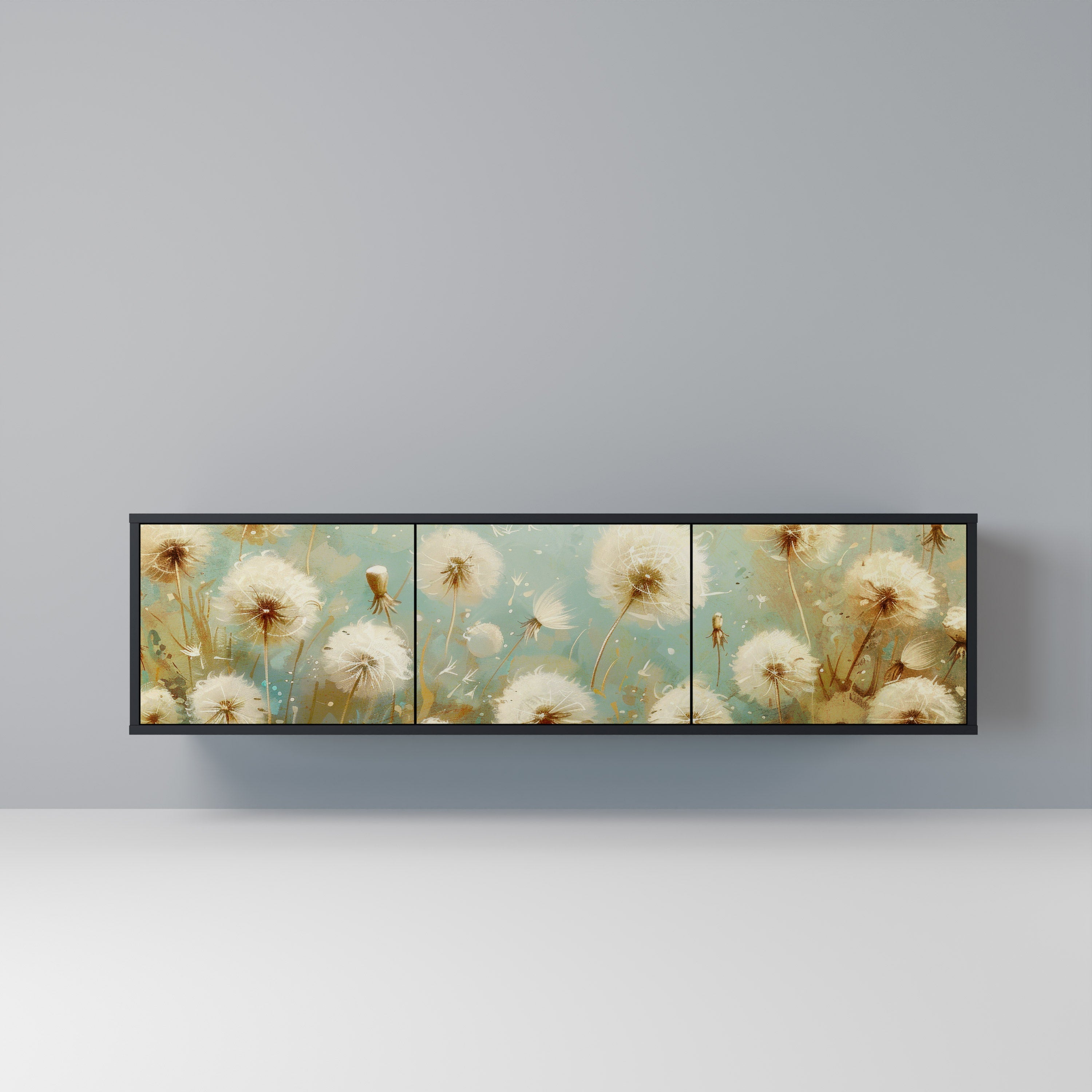 DREAMY MEADOW Móvel de TV com 3 Portas em Acabamento Preto