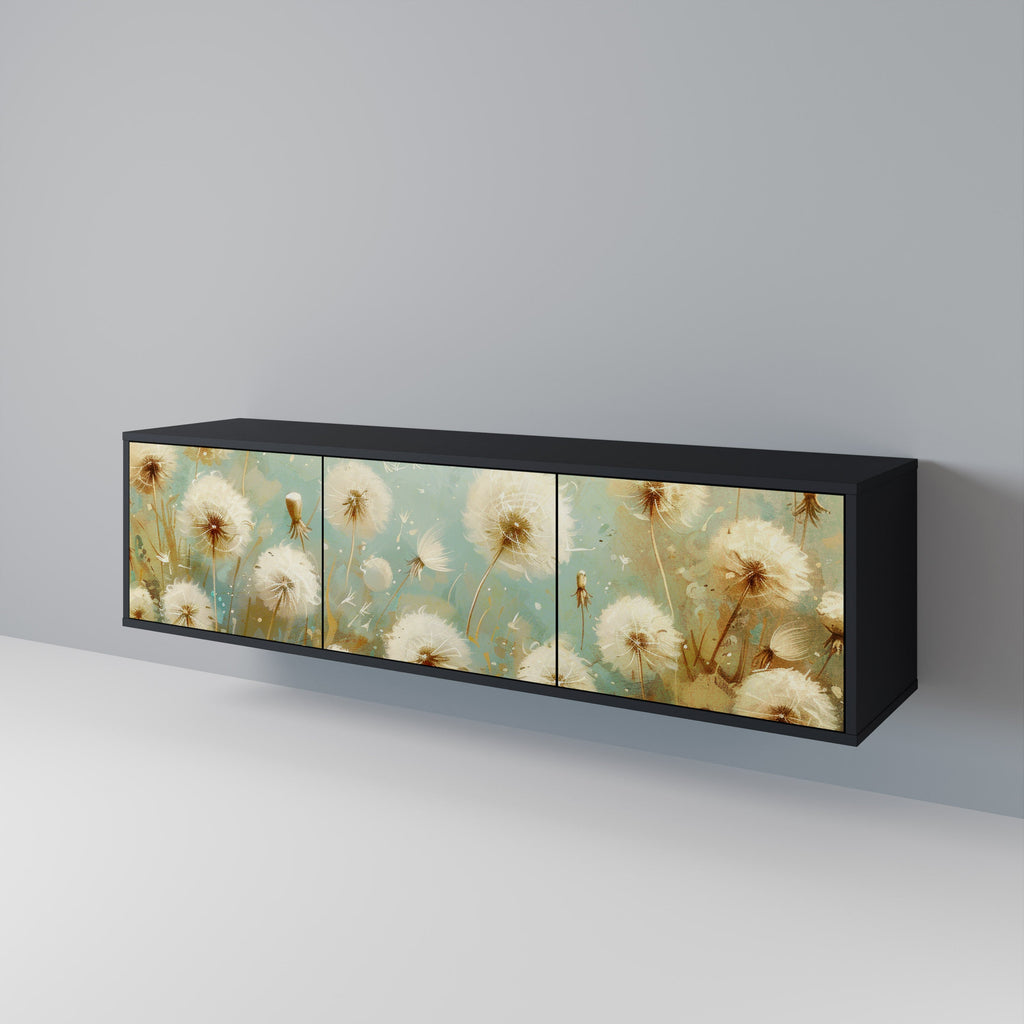 DREAMY MEADOW Móvel de TV com 3 Portas em Acabamento Preto