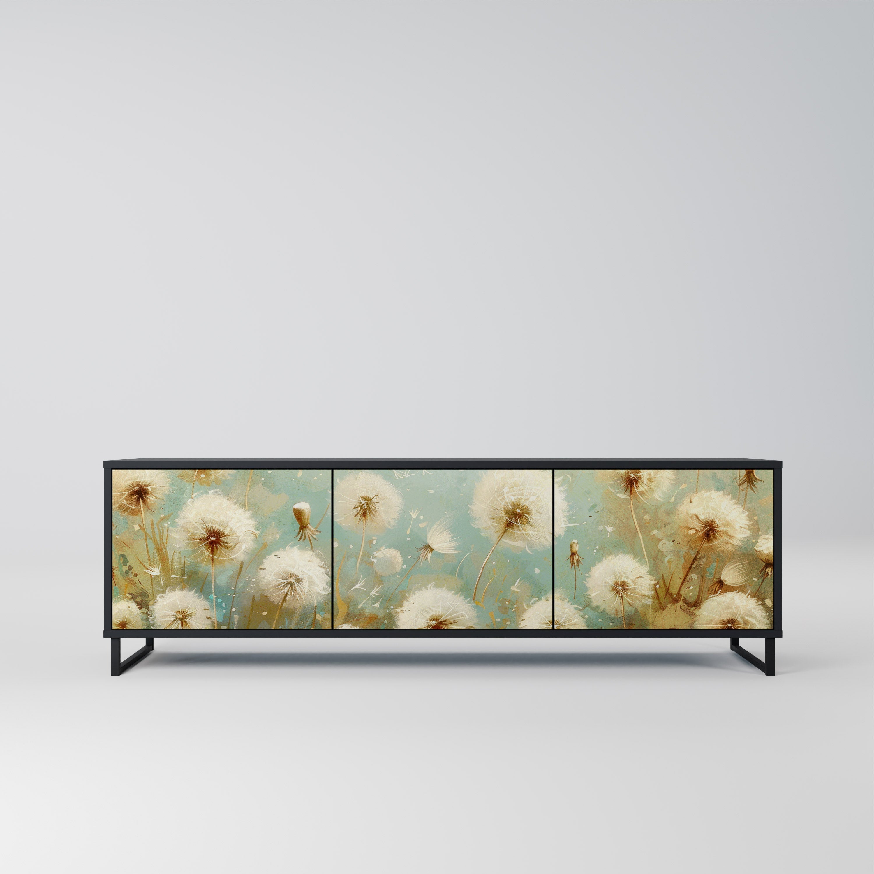 DREAMY MEADOW Móvel de TV com 3 Portas em Acabamento Preto