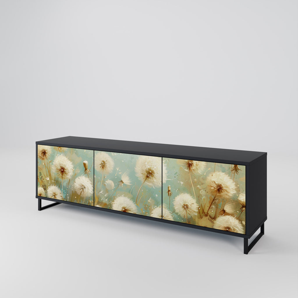 DREAMY MEADOW Móvel de TV com 3 Portas em Acabamento Preto