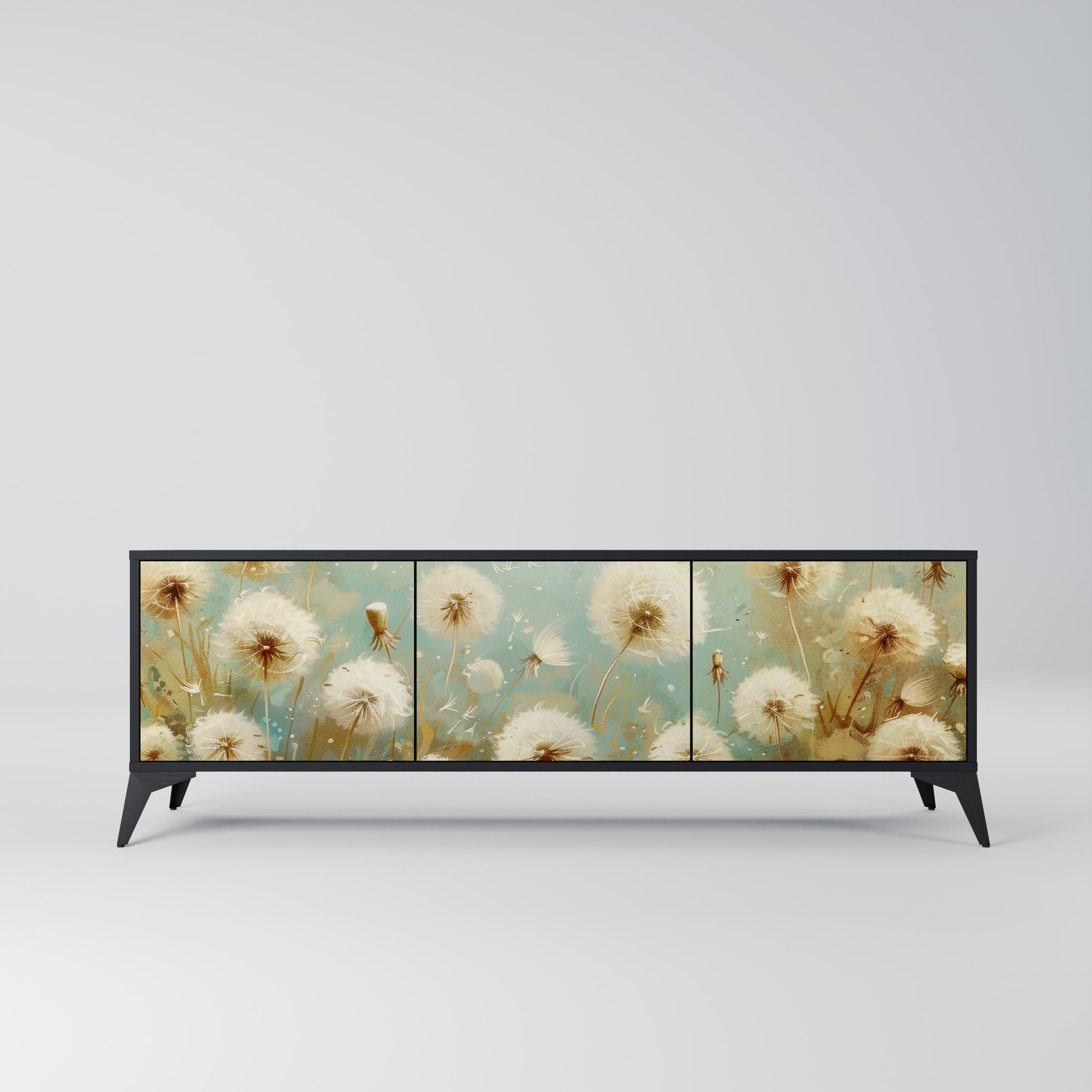 DREAMY MEADOW Móvel de TV com 3 Portas em Acabamento Preto