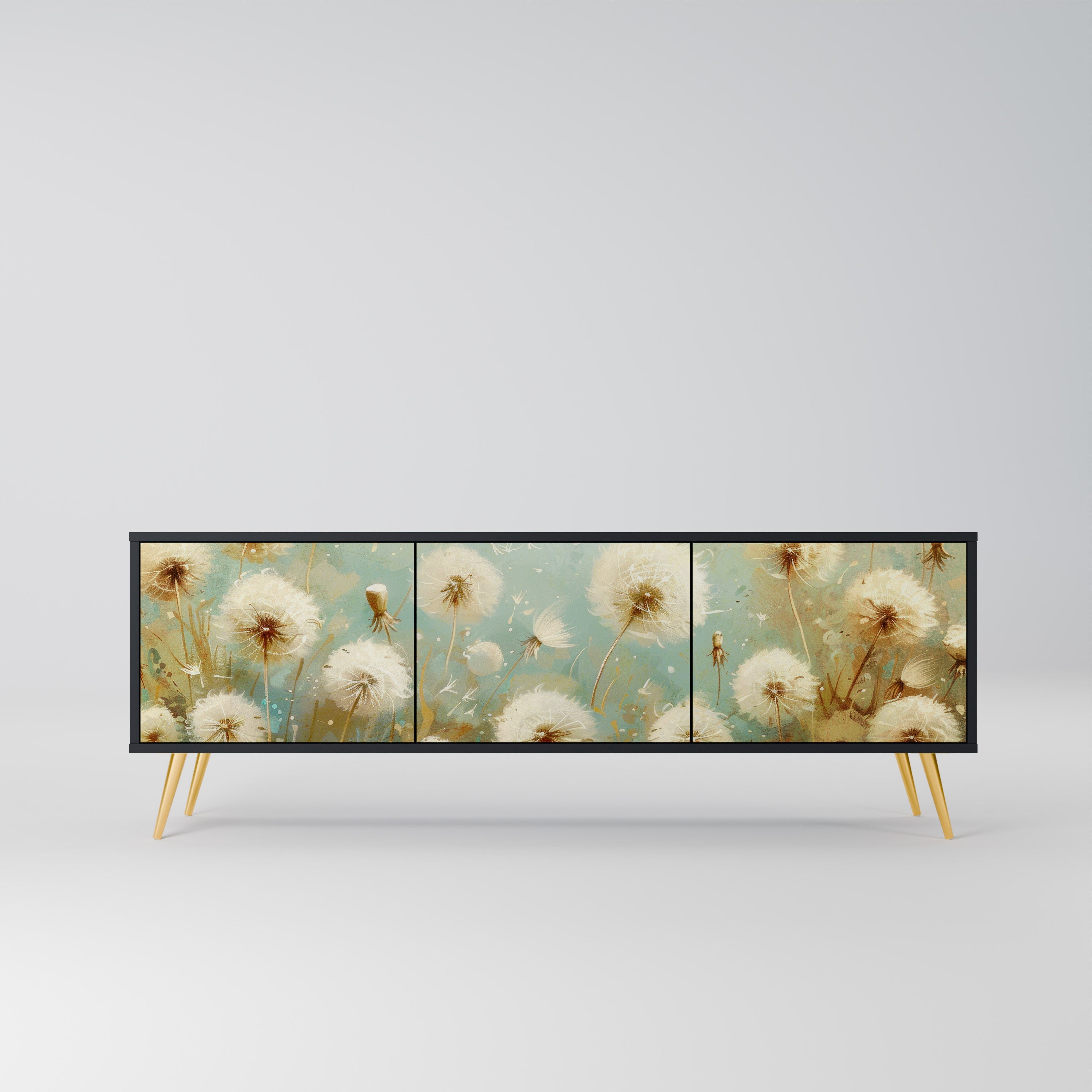 DREAMY MEADOW Móvel de TV com 3 Portas em Acabamento Preto