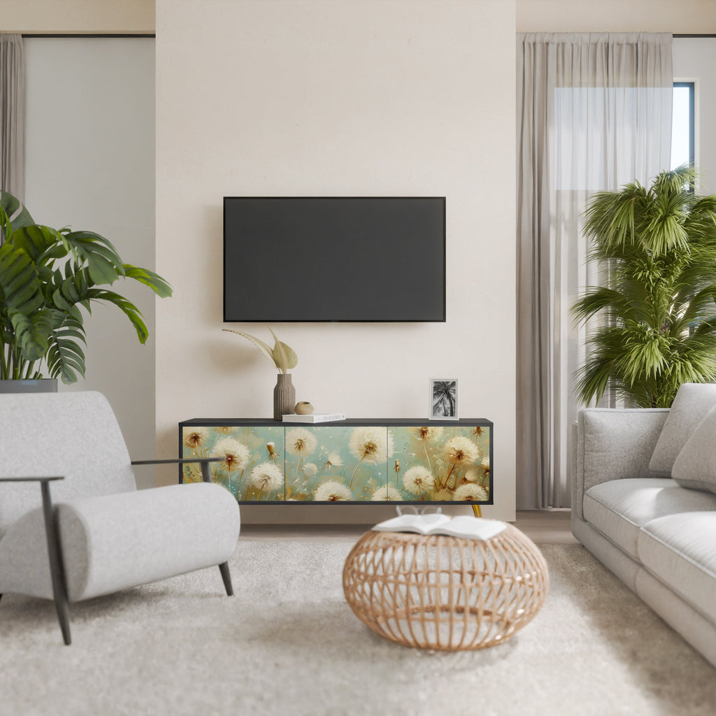 DREAMY MEADOW Móvel de TV com 3 Portas em Acabamento Preto