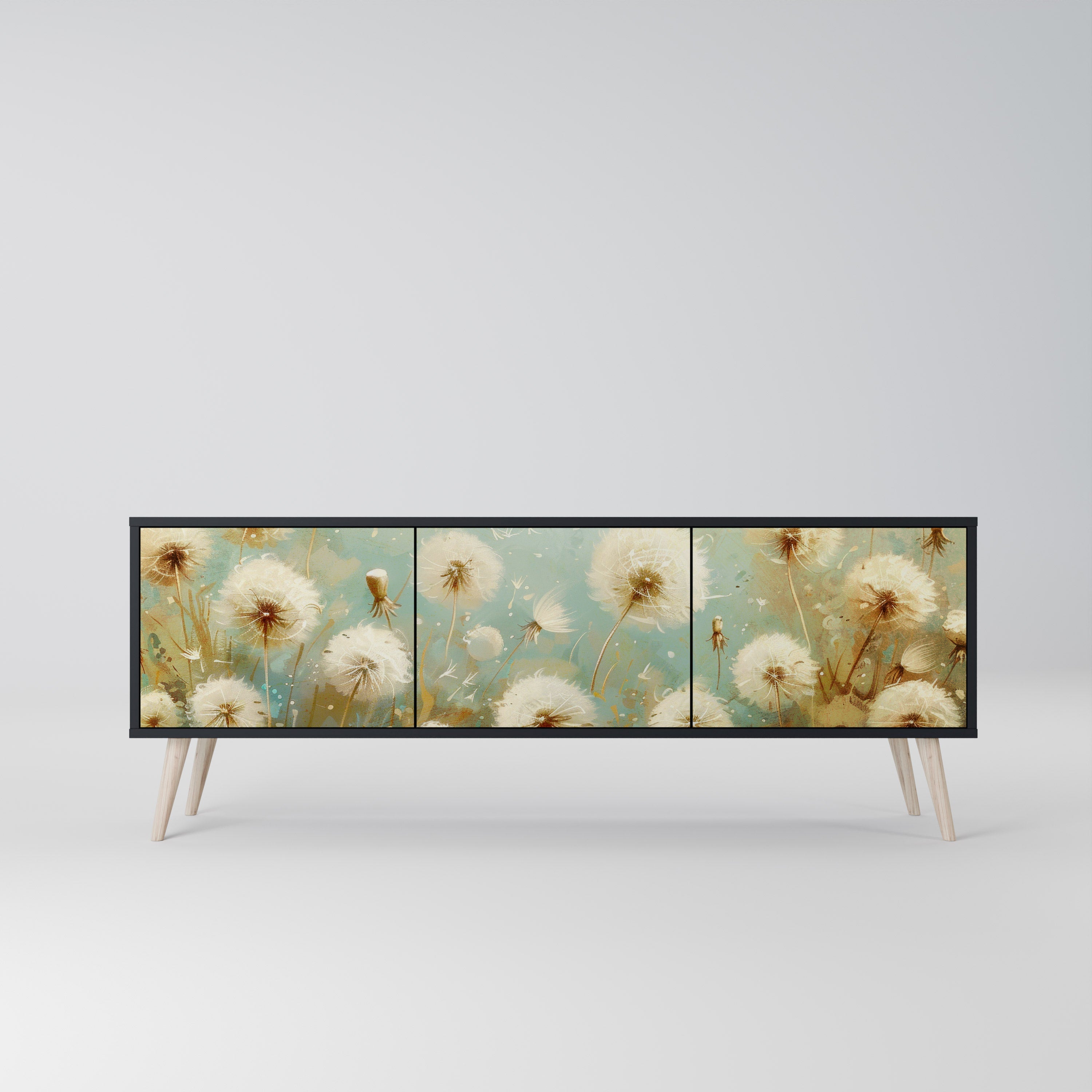 DREAMY MEADOW Móvel de TV com 3 Portas em Acabamento Preto