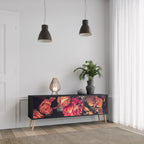 NEVERENDING BLOOM Móvel de TV com 3 Portas em Acabamento Preto