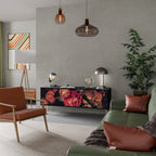 NEVERENDING BLOOM Móvel de TV com 3 Portas em Acabamento Preto