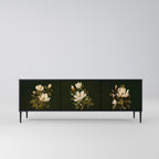 FLORAL NOIR 3-Door TV Stand in Black Finish