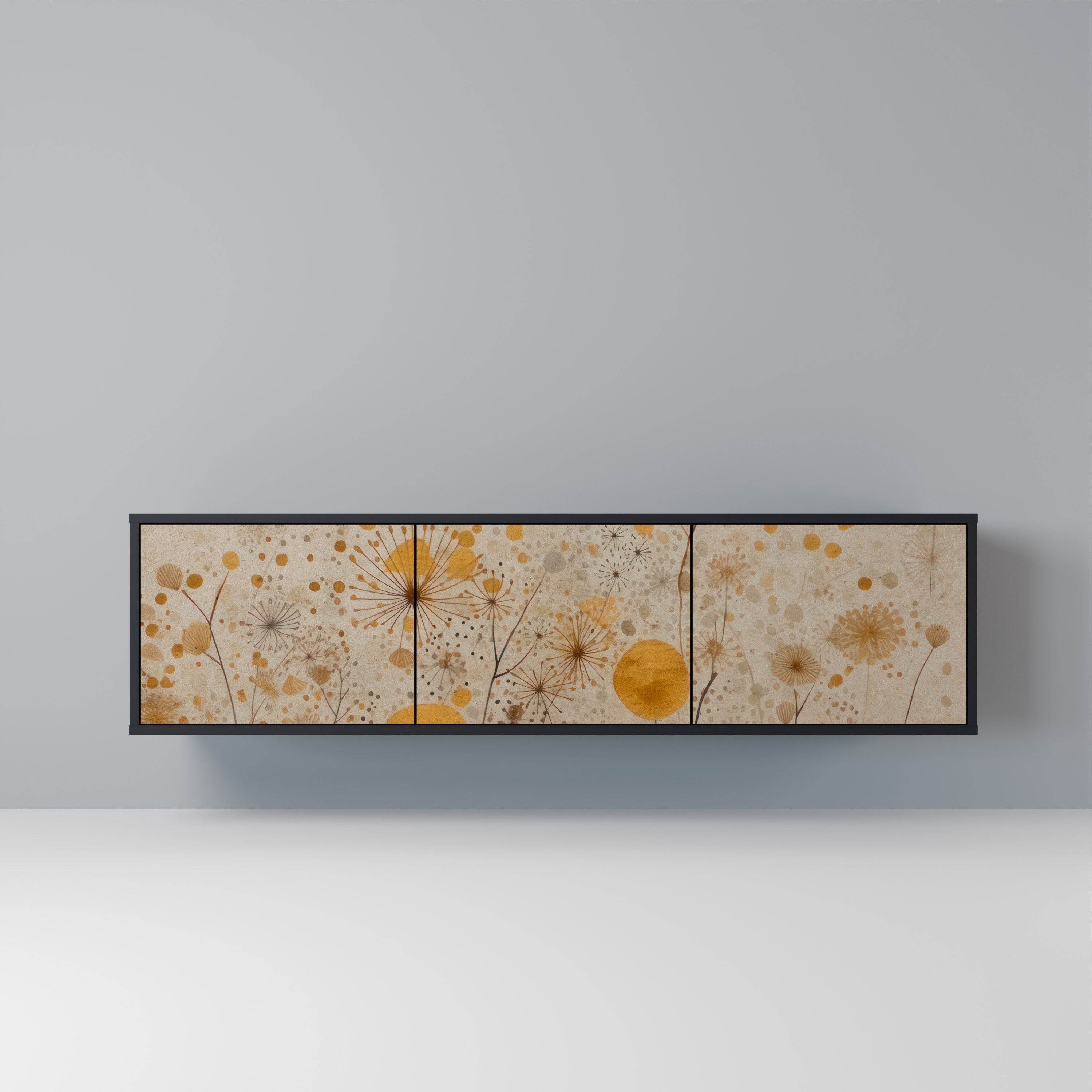 MORNING GLADE Móvel de TV com 3 Portas em Acabamento Preto