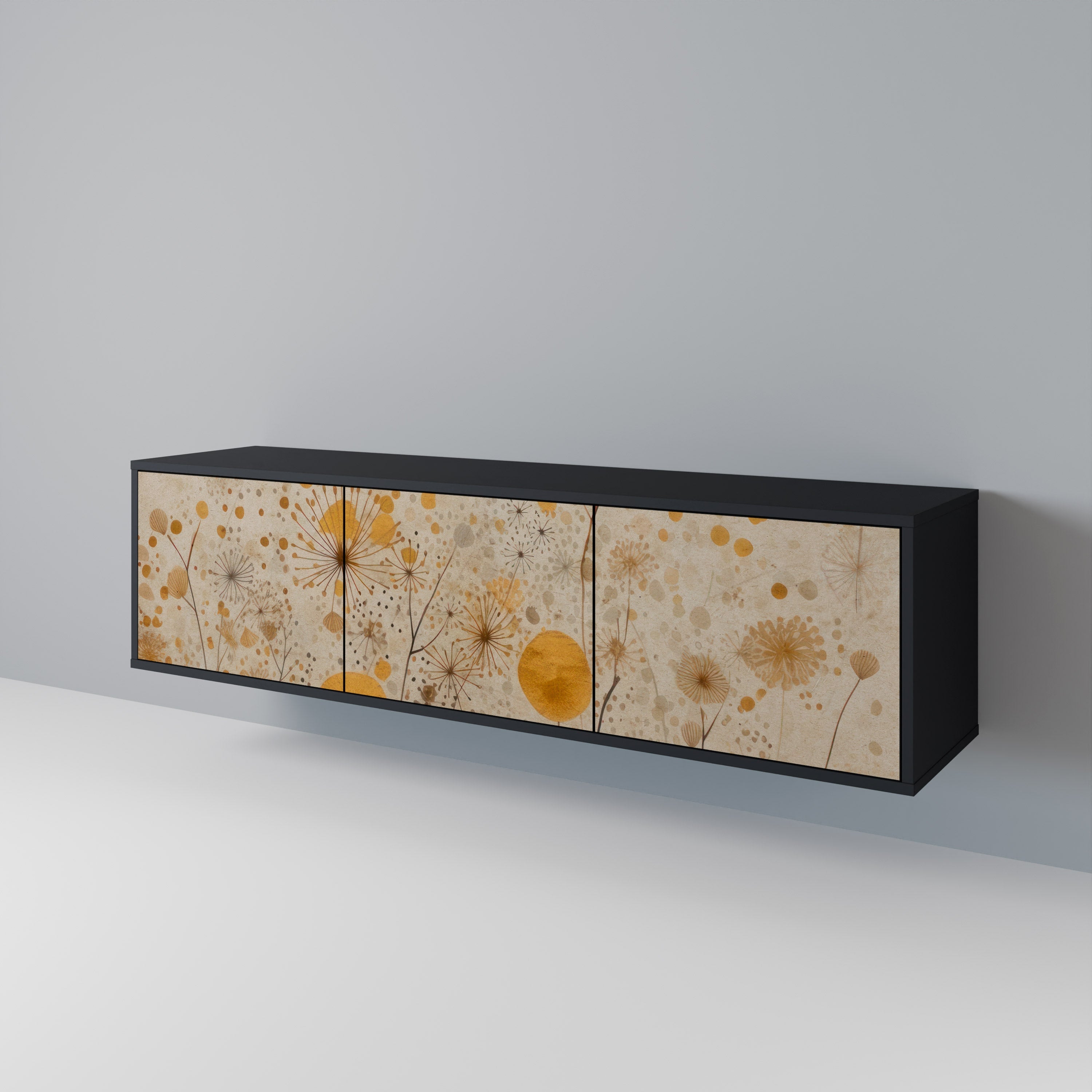 MORNING GLADE Móvel de TV com 3 Portas em Acabamento Preto