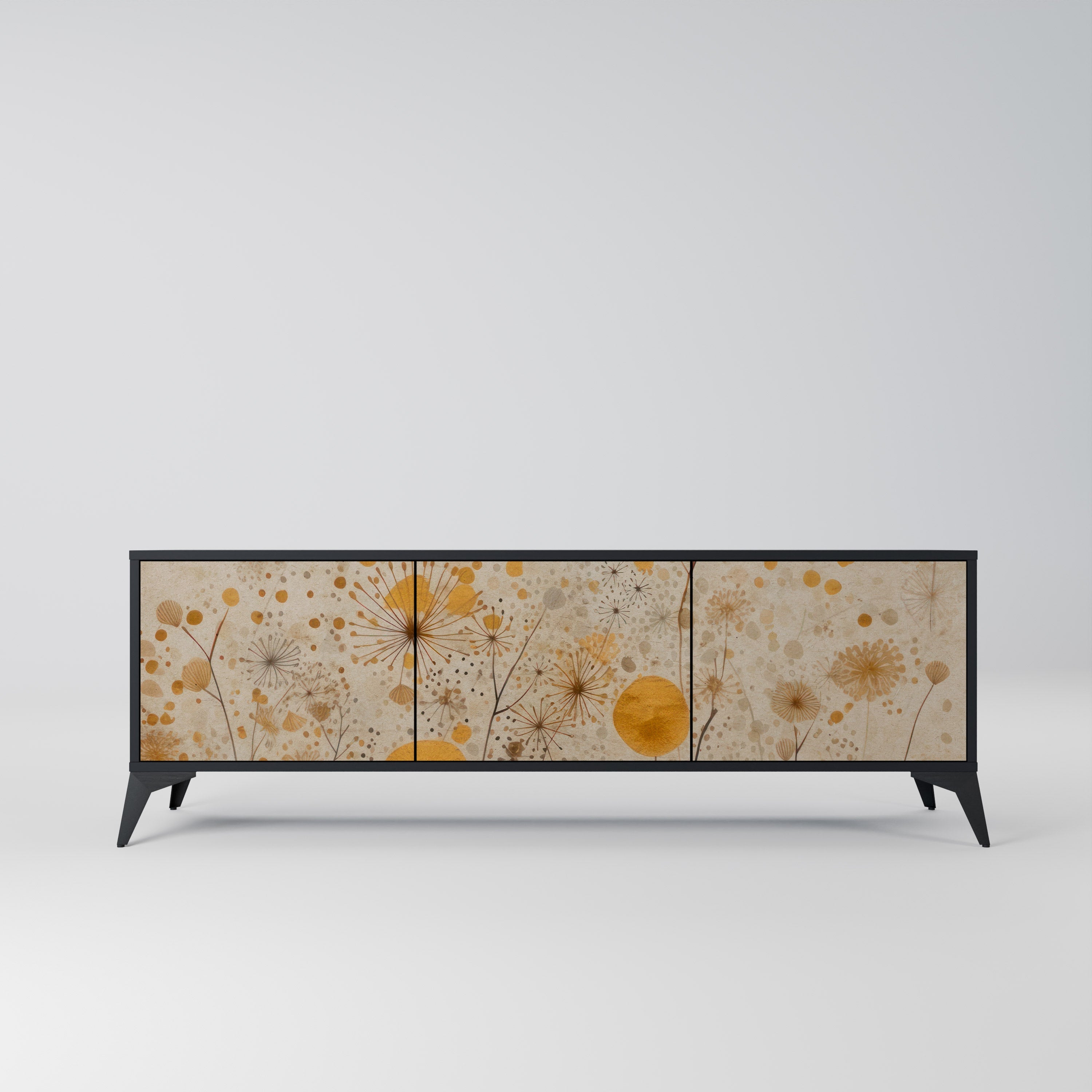 MORNING GLADE Móvel de TV com 3 Portas em Acabamento Preto