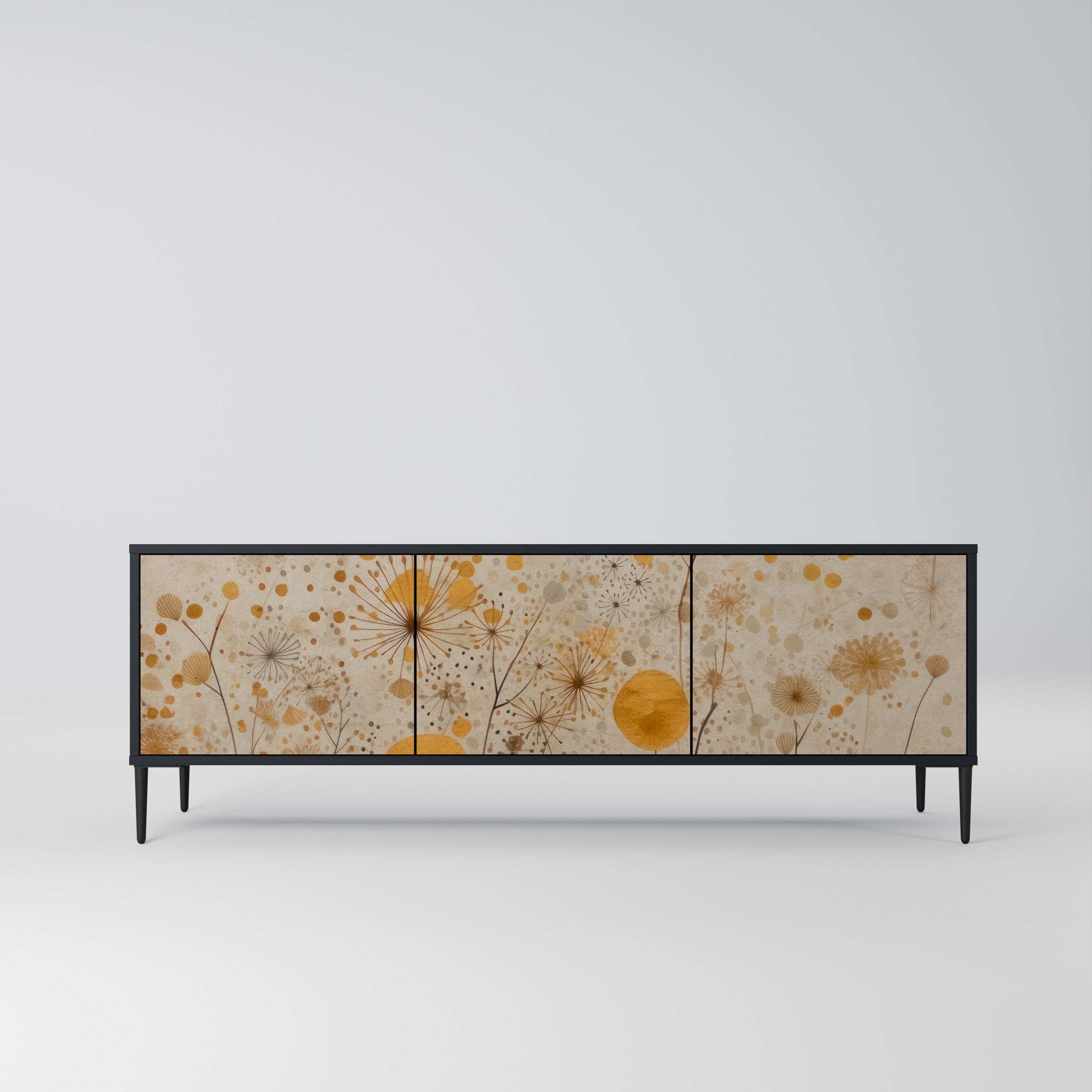 MORNING GLADE Móvel de TV com 3 Portas em Acabamento Preto