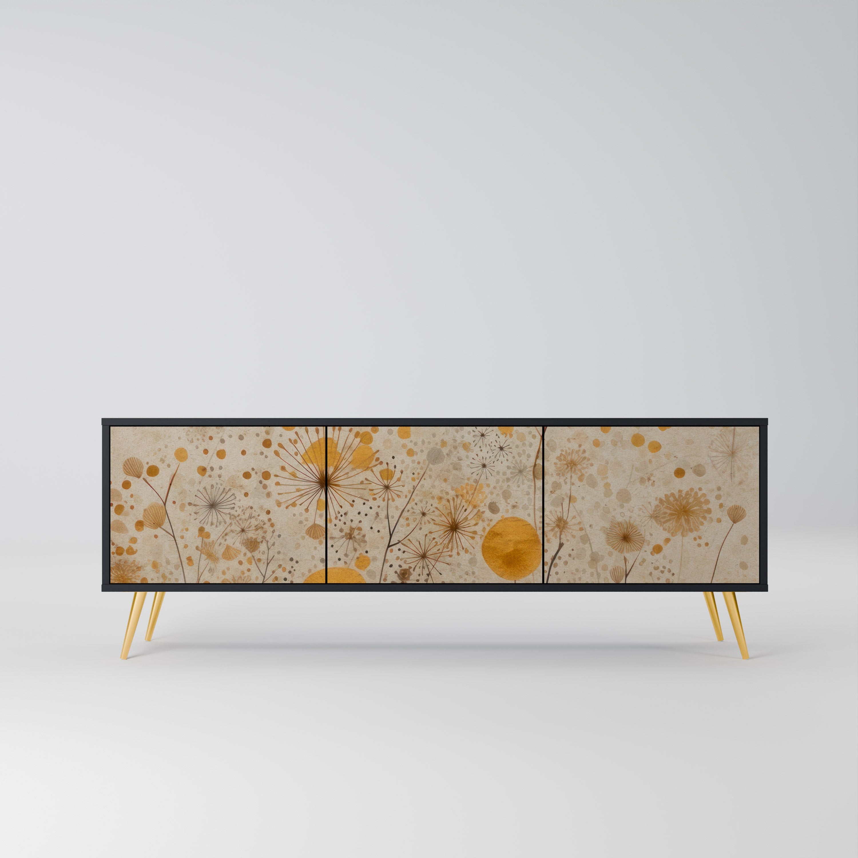 MORNING GLADE Móvel de TV com 3 Portas em Acabamento Preto