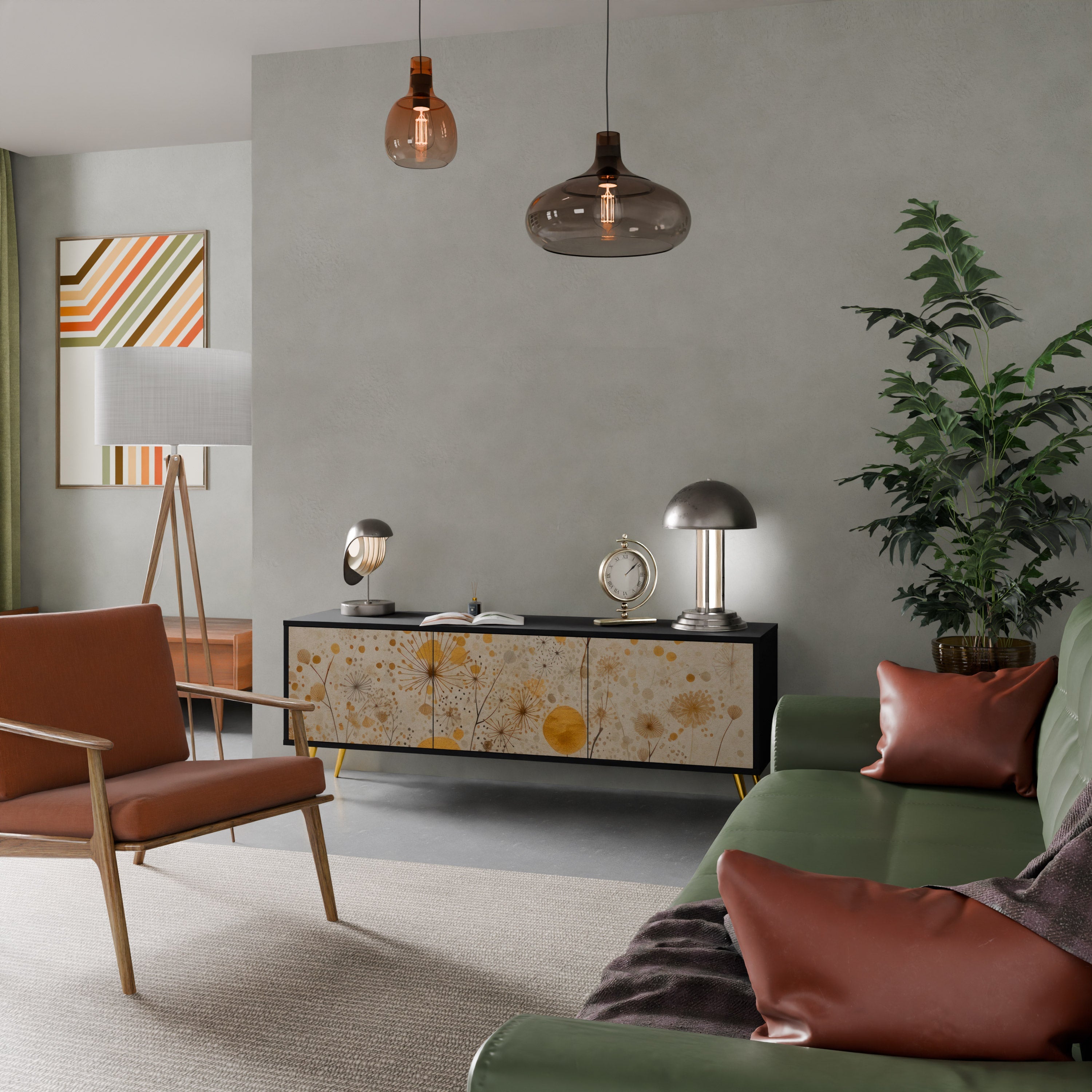 MORNING GLADE Móvel de TV com 3 Portas em Acabamento Preto