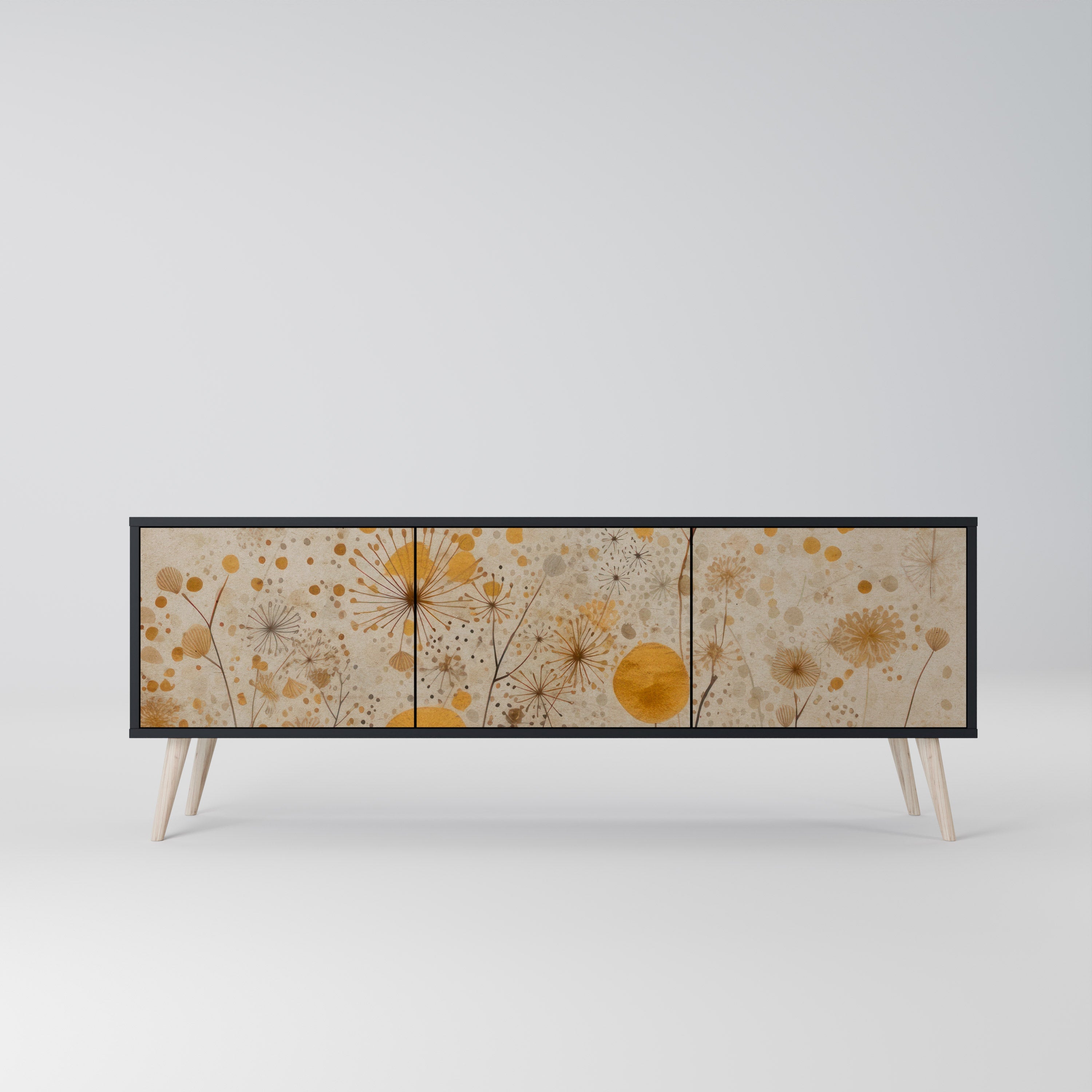 MORNING GLADE Móvel de TV com 3 Portas em Acabamento Preto