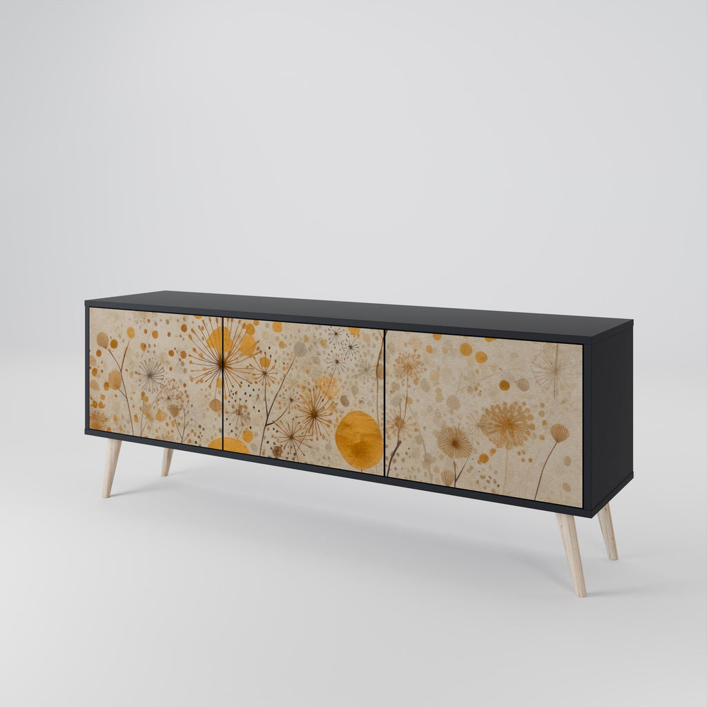 MORNING GLADE Móvel de TV com 3 Portas em Acabamento Preto