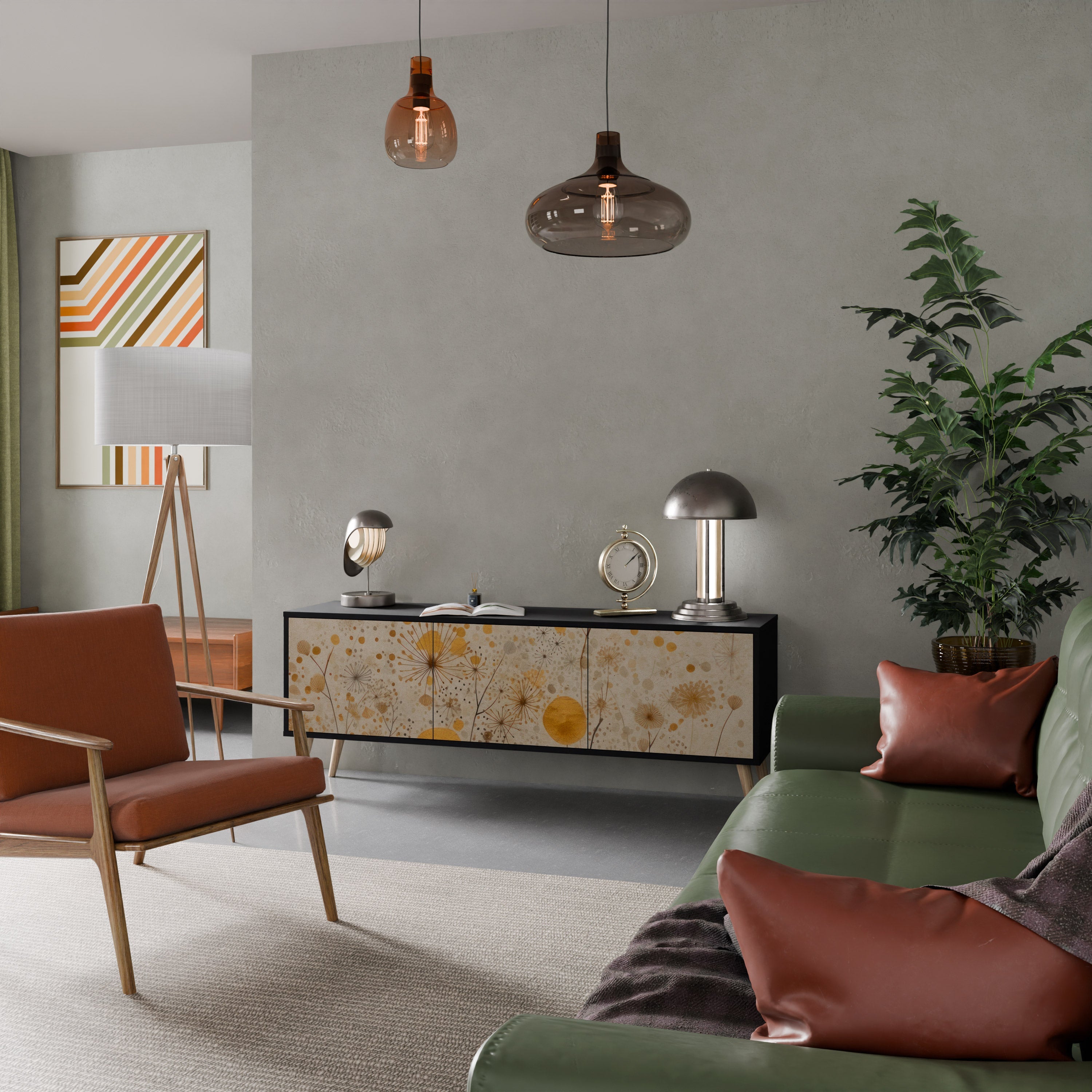 MORNING GLADE Móvel de TV com 3 Portas em Acabamento Preto