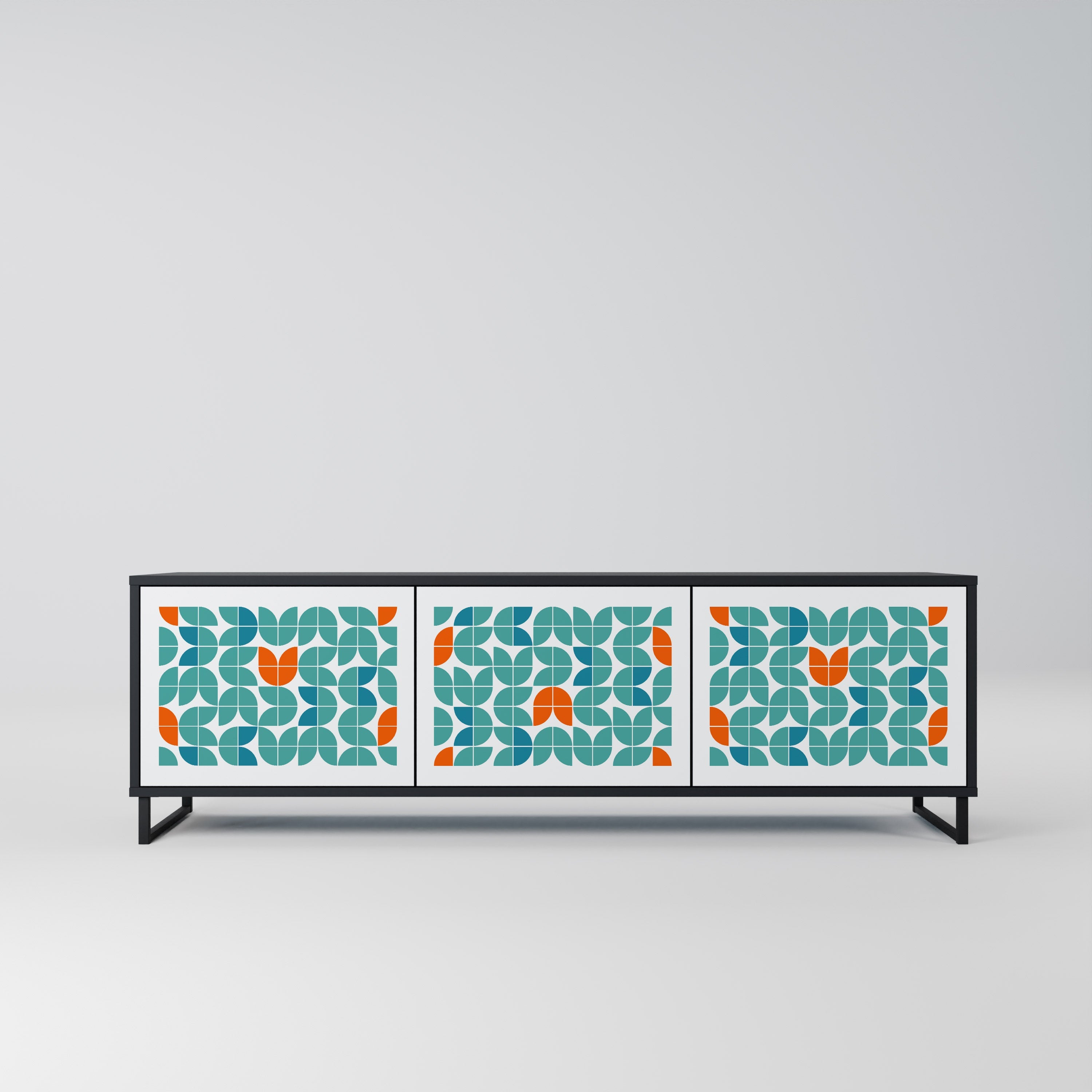 BE THE CHANGE Móvel de TV com 3 Portas em Acabamento Preto