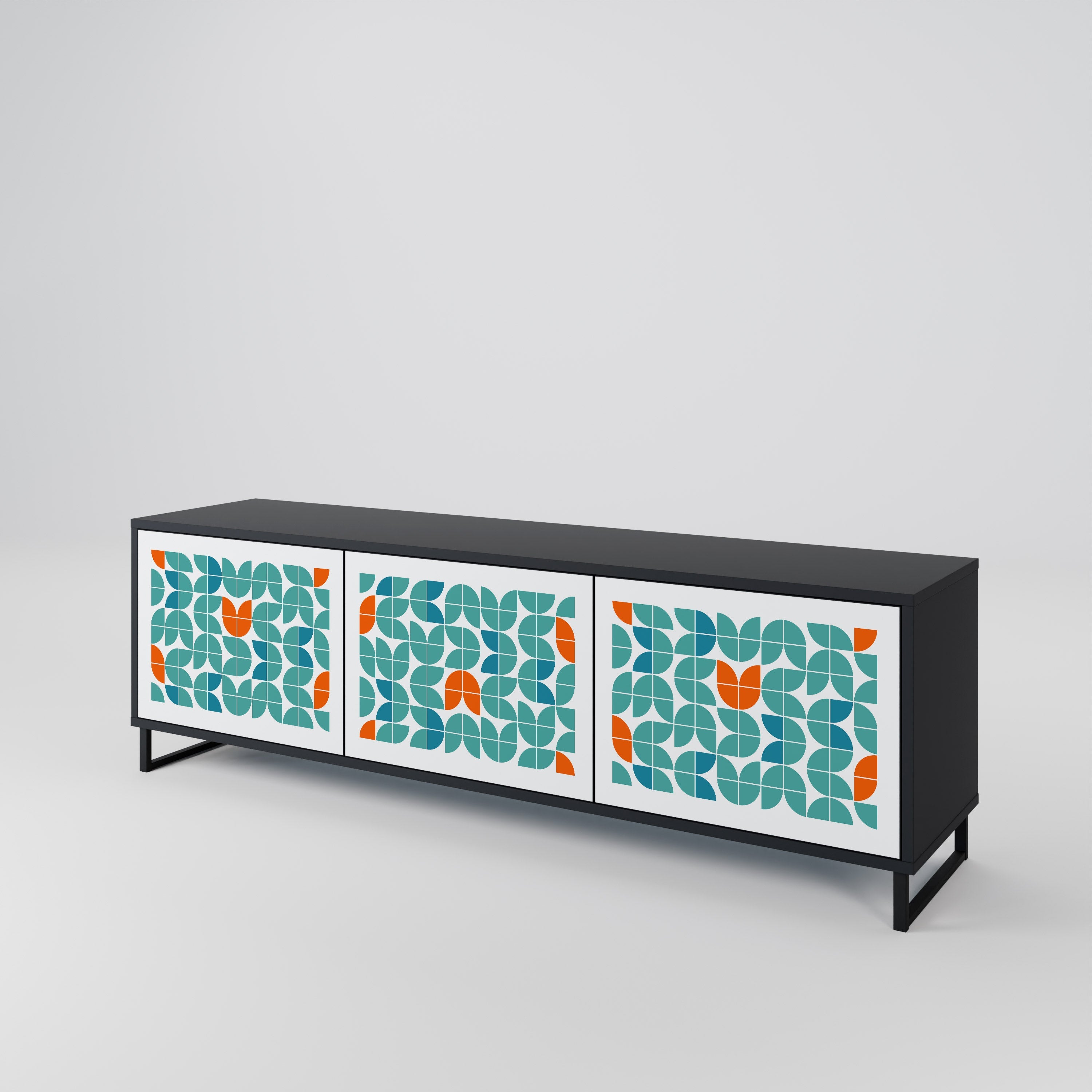 BE THE CHANGE Móvel de TV com 3 Portas em Acabamento Preto