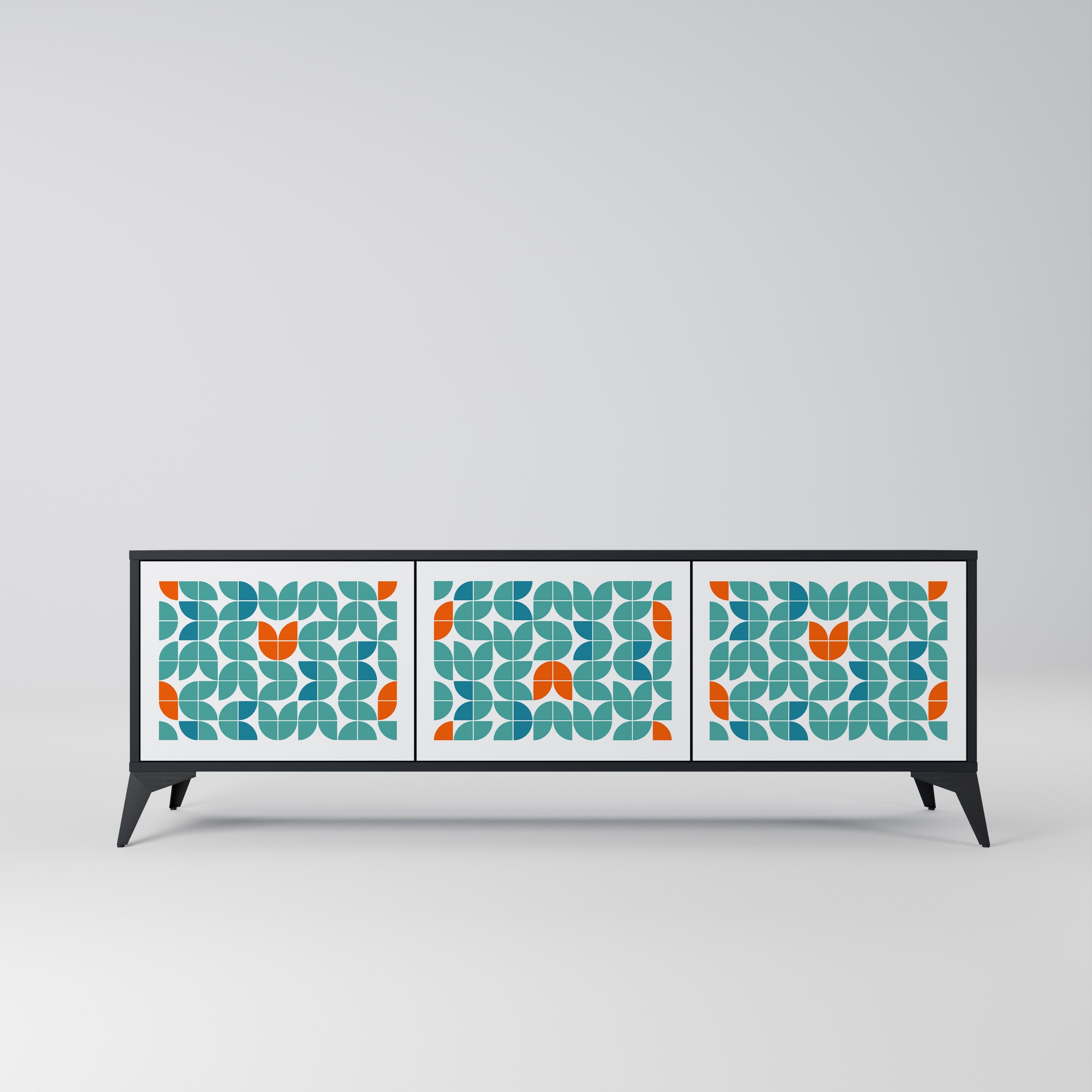 BE THE CHANGE Móvel de TV com 3 Portas em Acabamento Preto