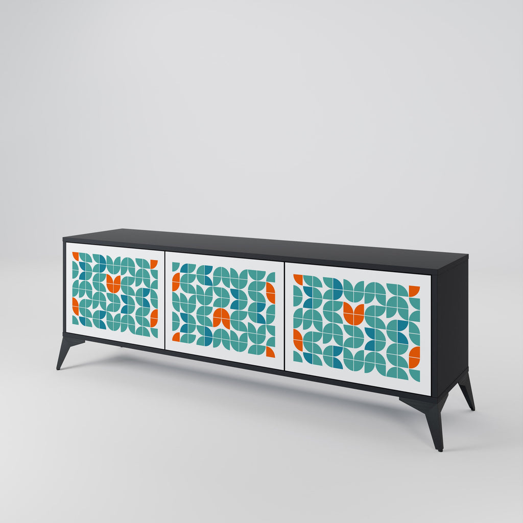 BE THE CHANGE Móvel de TV com 3 Portas em Acabamento Preto