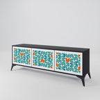 BE THE CHANGE Móvel de TV com 3 Portas em Acabamento Preto