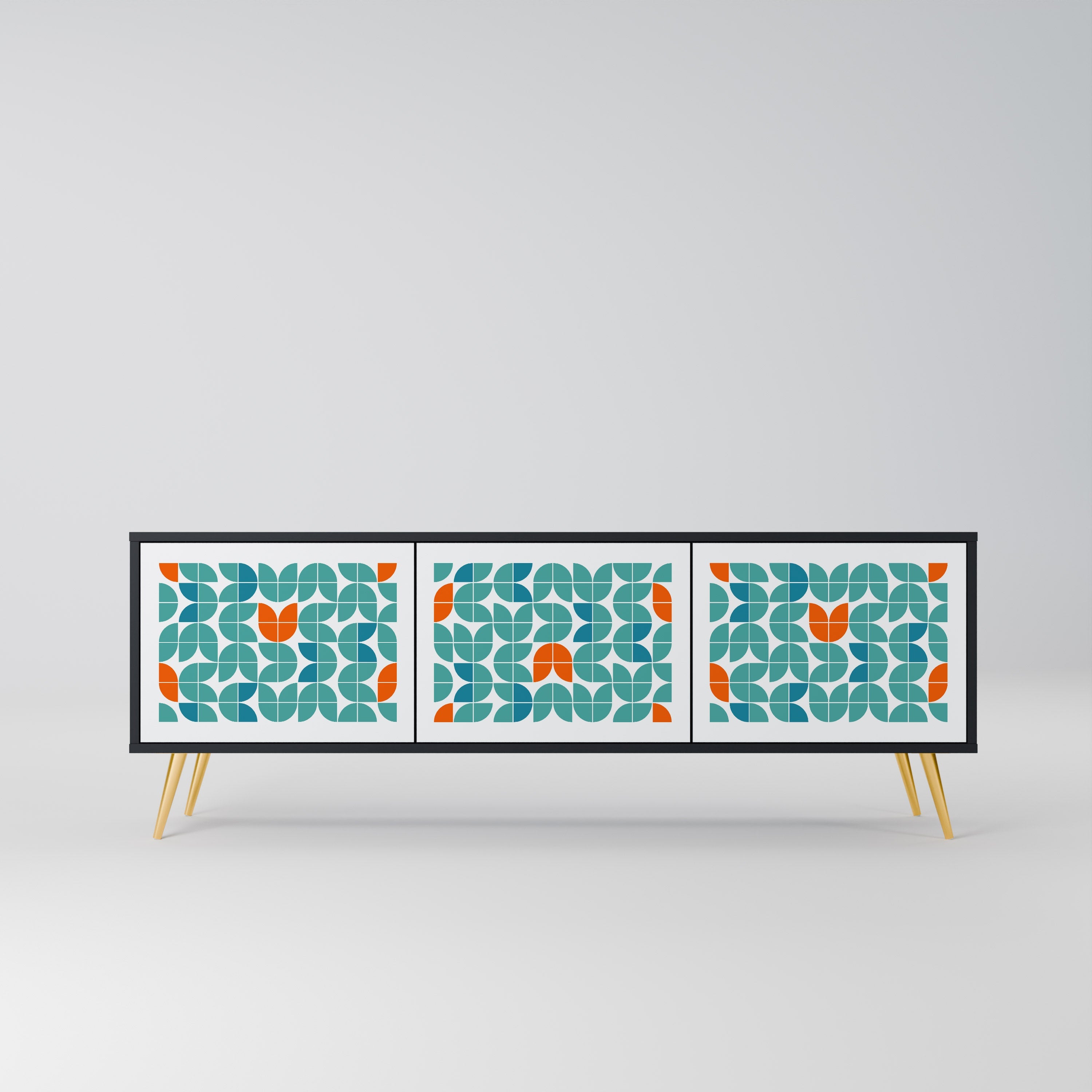 BE THE CHANGE Móvel de TV com 3 Portas em Acabamento Preto