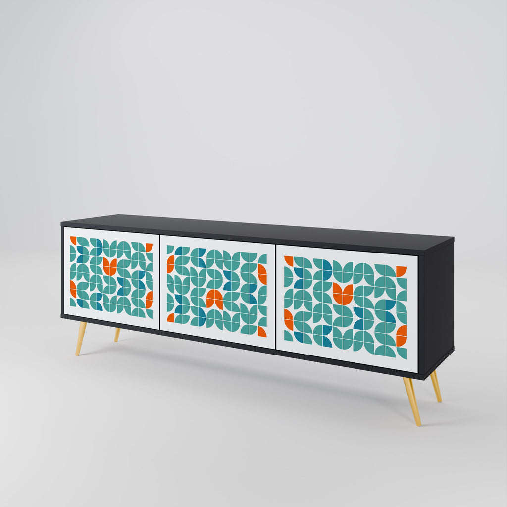 BE THE CHANGE Móvel de TV com 3 Portas em Acabamento Preto