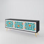 BE THE CHANGE Móvel de TV com 3 Portas em Acabamento Preto