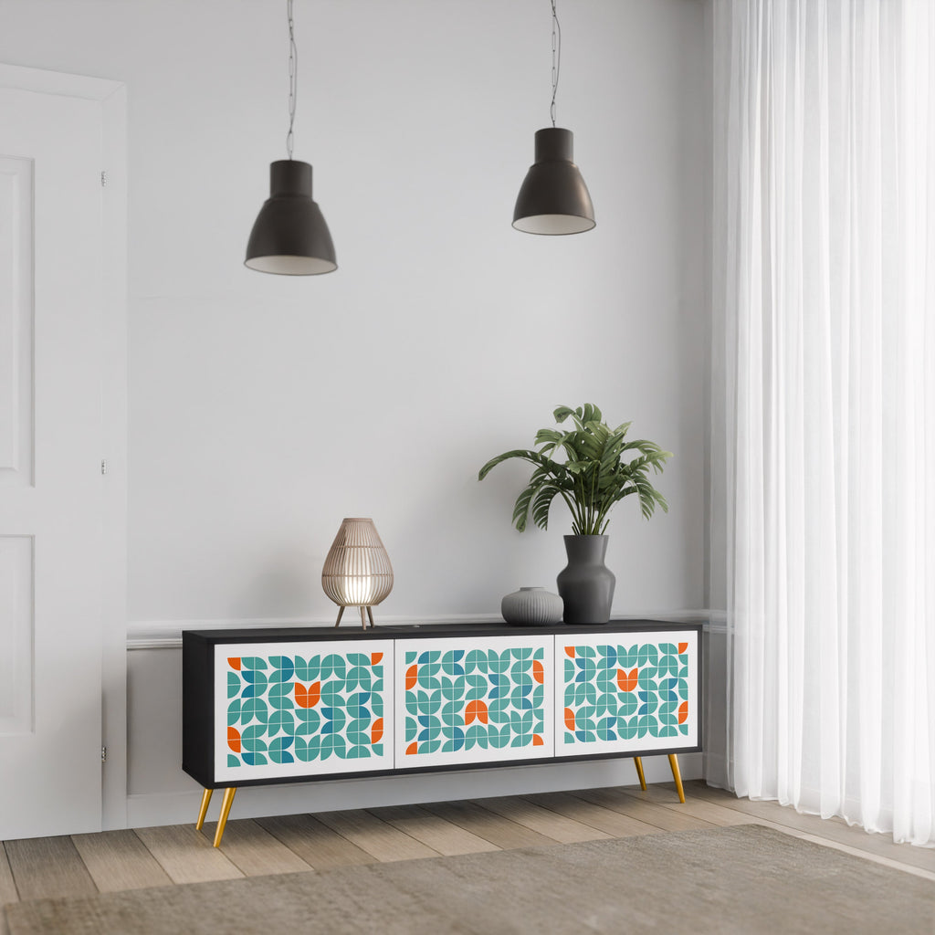 BE THE CHANGE Móvel de TV com 3 Portas em Acabamento Preto