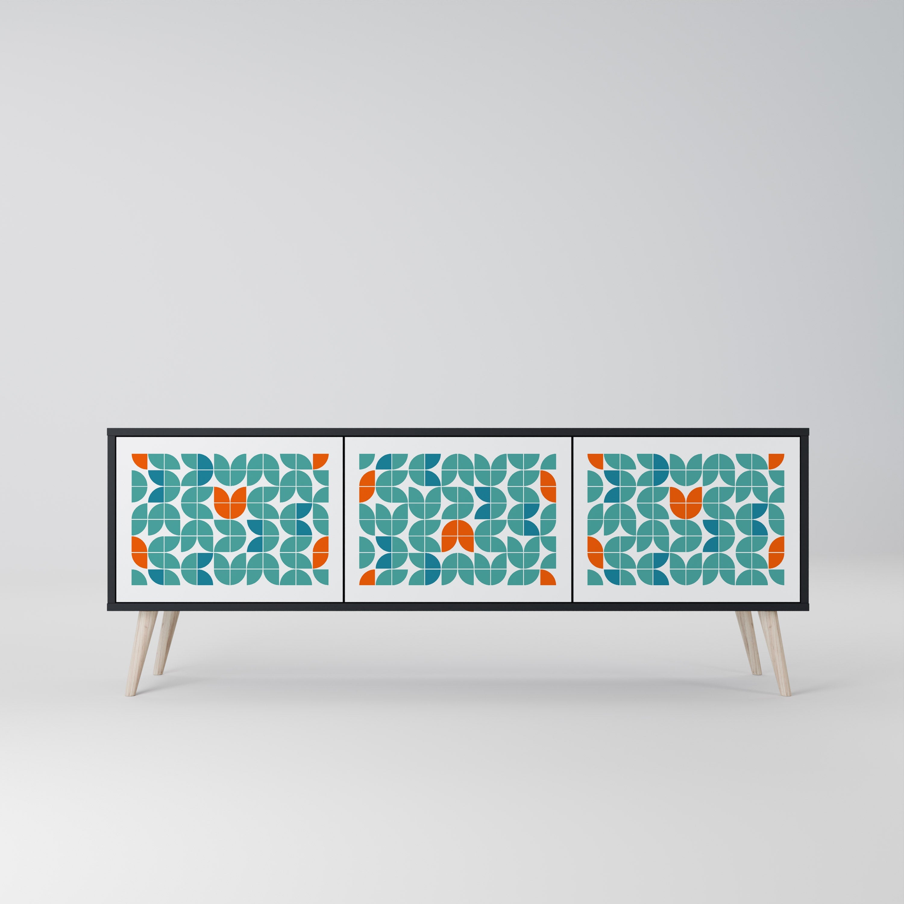 BE THE CHANGE Móvel de TV com 3 Portas em Acabamento Preto