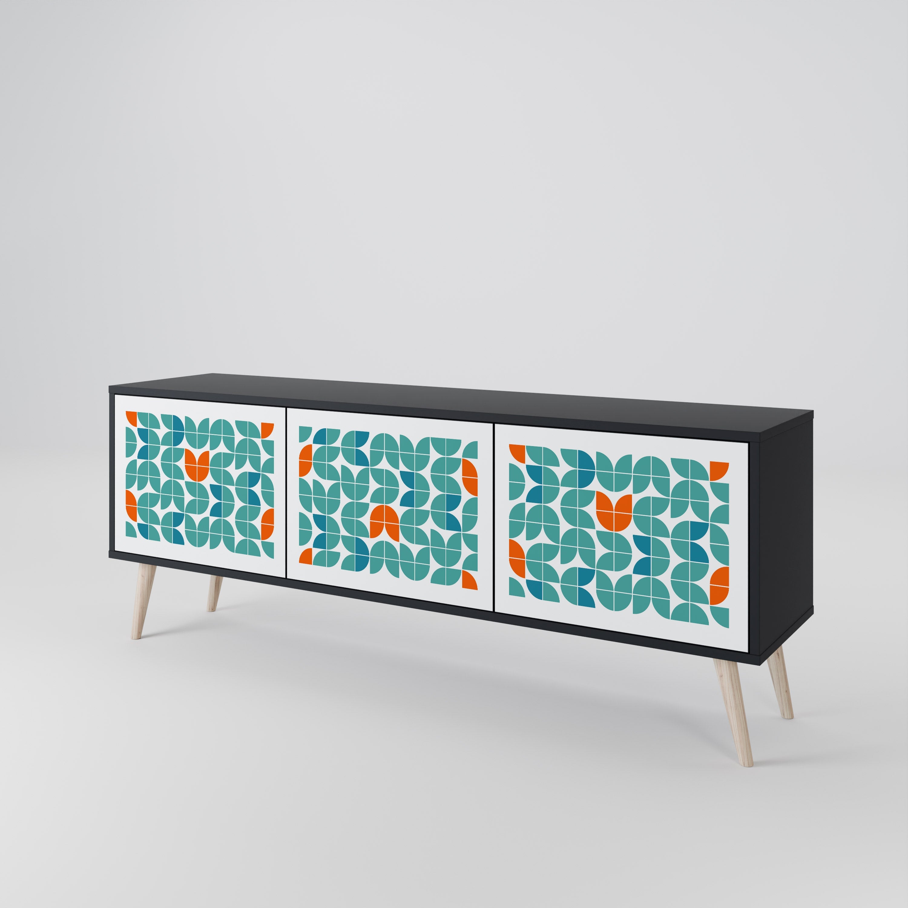 BE THE CHANGE Móvel de TV com 3 Portas em Acabamento Preto