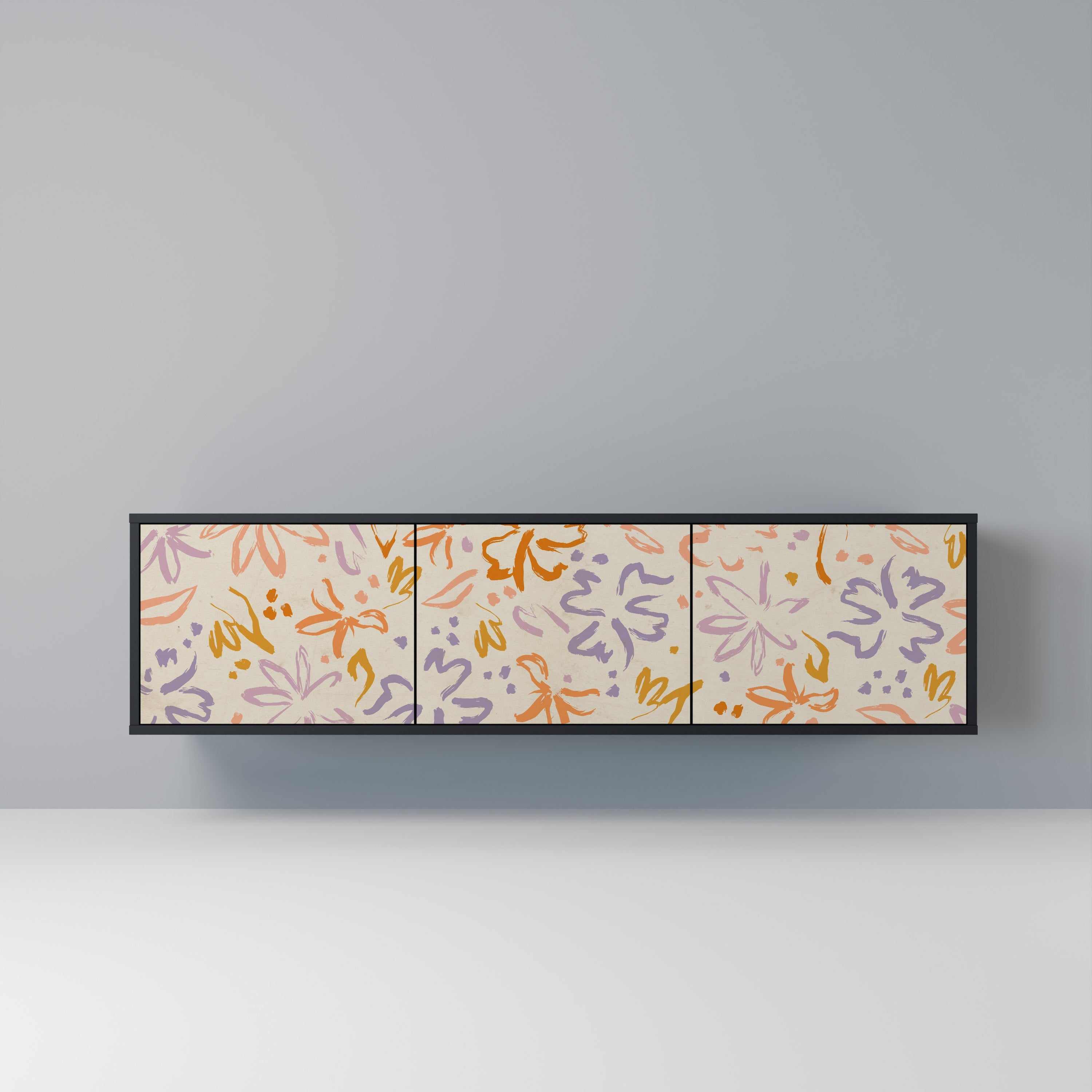 SPRING WHIMSY Móvel de TV com 3 Portas em Acabamento Preto