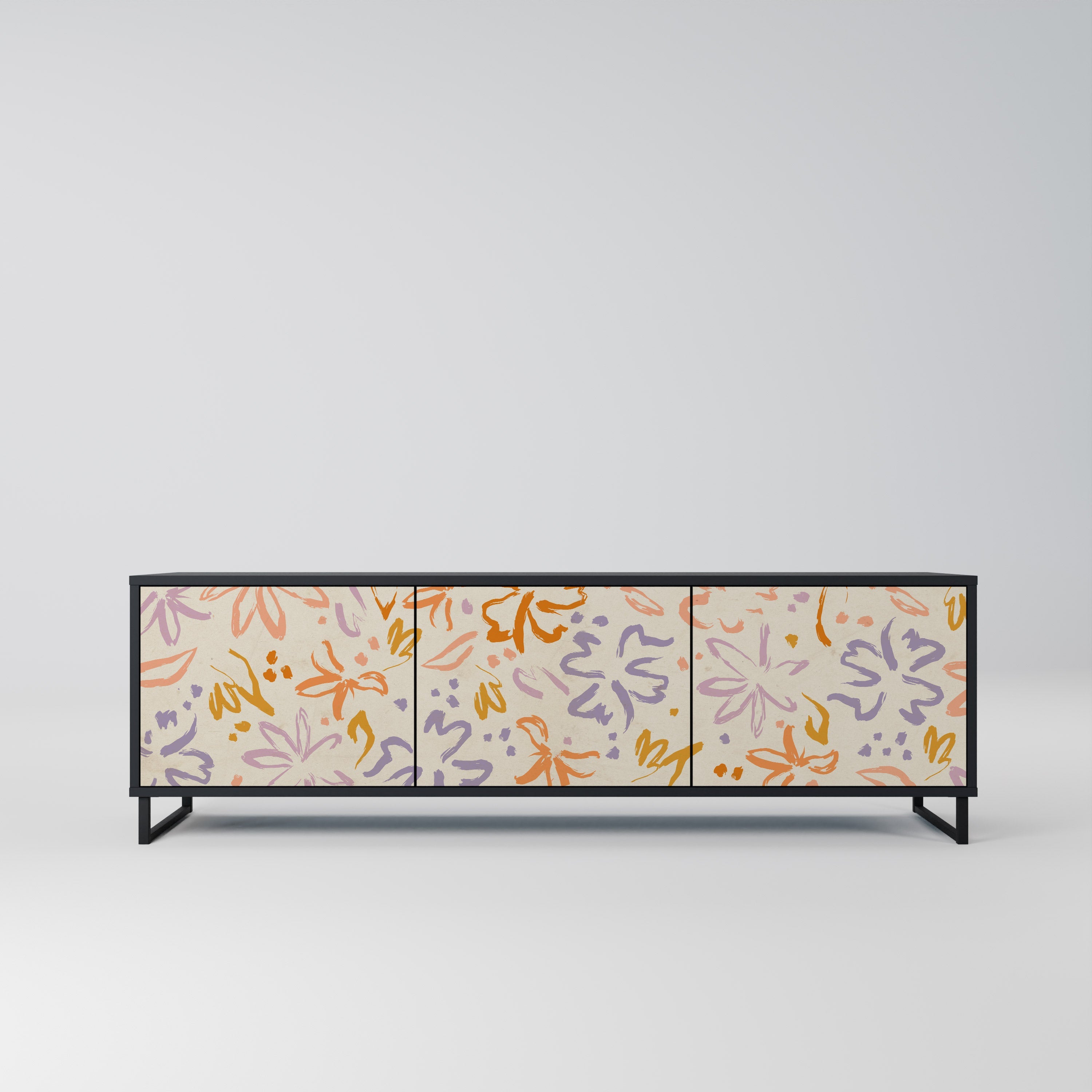 SPRING WHIMSY Móvel de TV com 3 Portas em Acabamento Preto