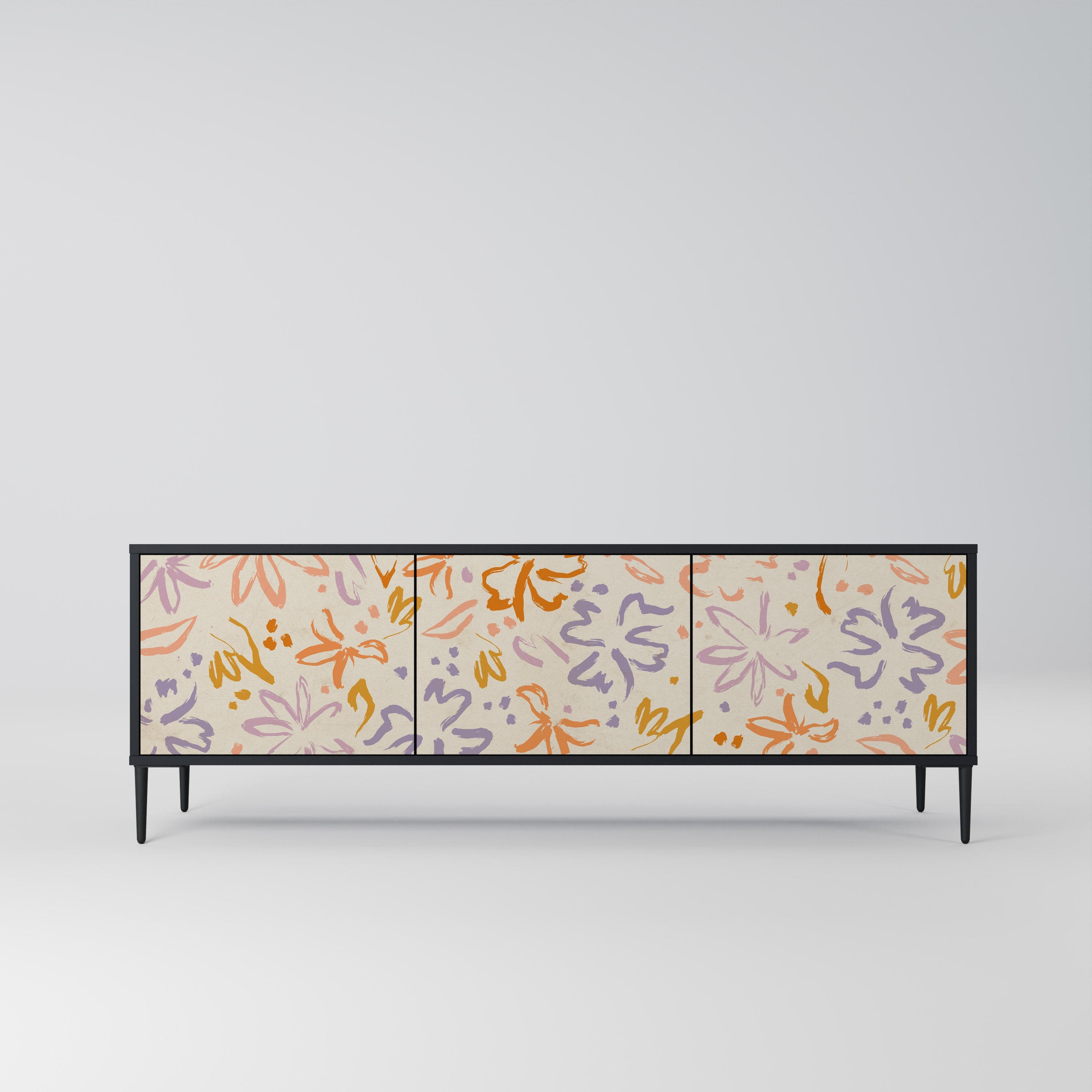 SPRING WHIMSY Móvel de TV com 3 Portas em Acabamento Preto