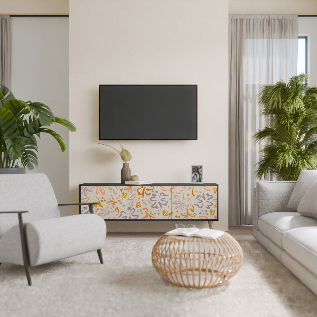 SPRING WHIMSY Móvel de TV com 3 Portas em Acabamento Preto