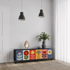 SCANDIC FLOWERET Móvel de TV com 3 Portas em Acabamento Preto