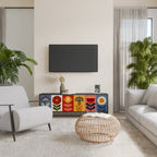 SCANDIC FLOWERET Móvel de TV com 3 Portas em Acabamento Preto