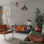 SCANDIC FLOWERET Móvel de TV com 3 Portas em Acabamento Preto