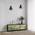 SUCCULENTS KALEIDOSCOPE 3-Door TV Stand in Black Finish