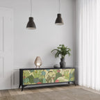 SUCCULENTS KALEIDOSCOPE 3-Door TV Stand in Black Finish