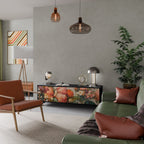 STYLISH BEAUTY 3-Door TV Stand in Black Finish