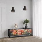 STYLISH BEAUTY 3-Door TV Stand in Black Finish