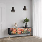 STYLISH BEAUTY 3-Door TV Stand in Black Finish