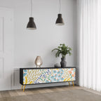 HELLO SPRING 3-Door TV Stand in Black Finish