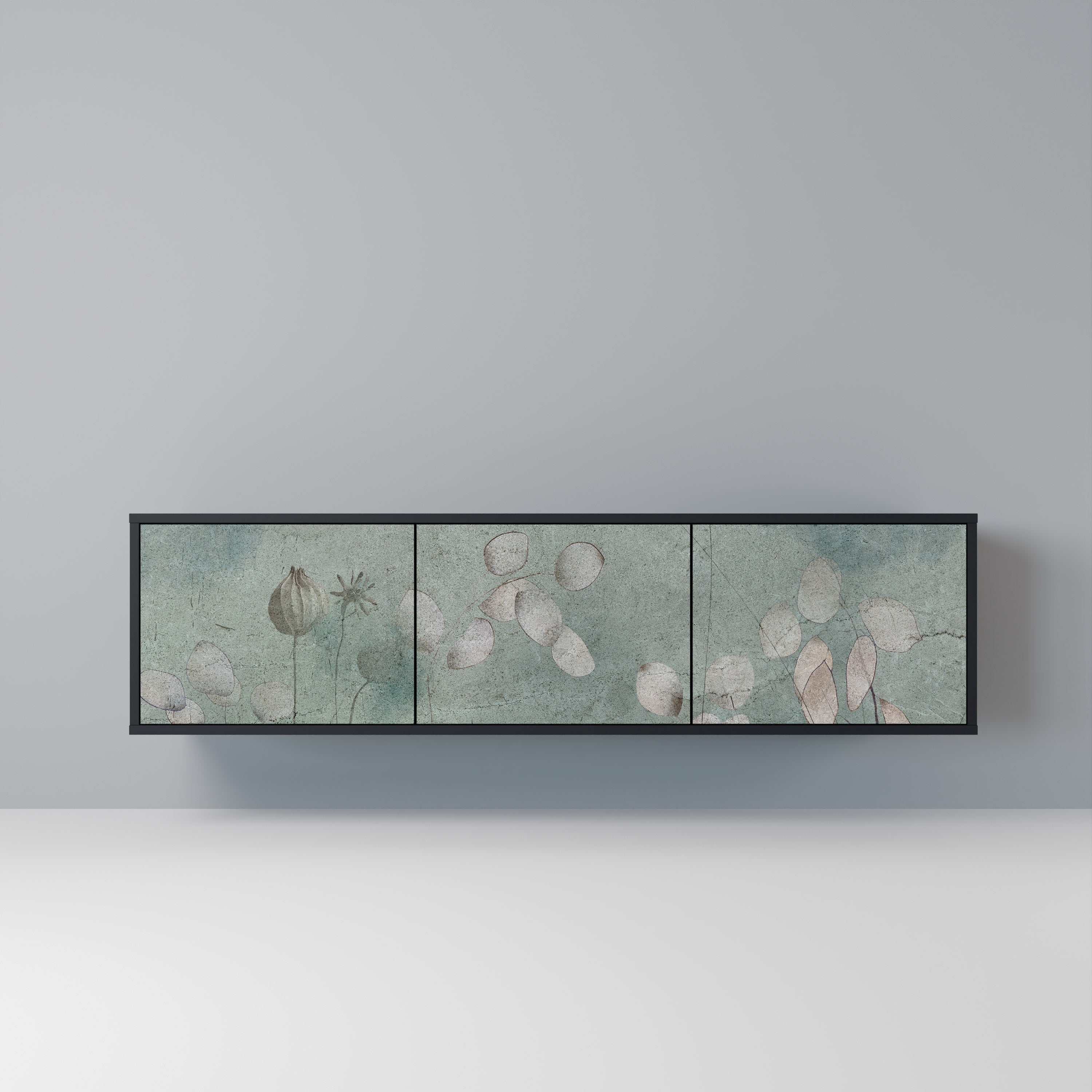 NIGHT LADY 3-Door TV Stand in Black Finish