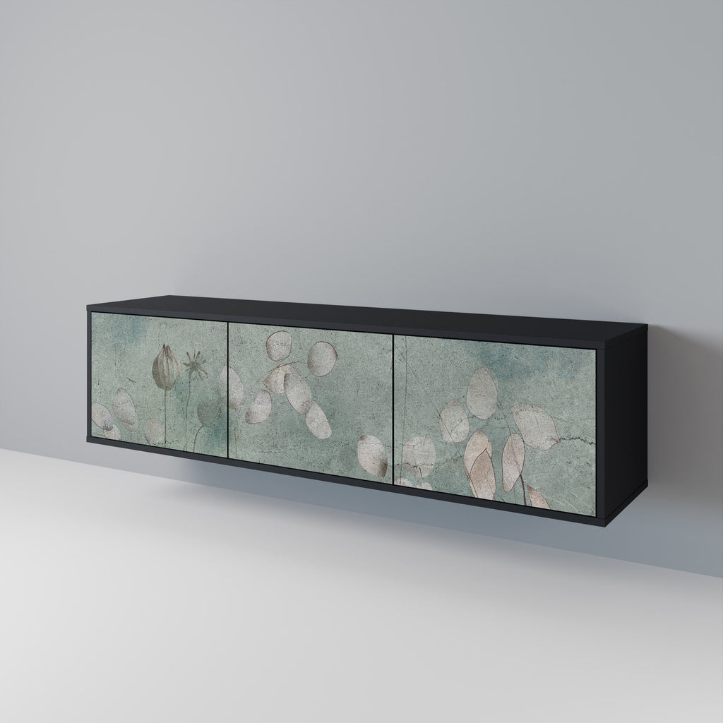 NIGHT LADY 3-Door TV Stand in Black Finish