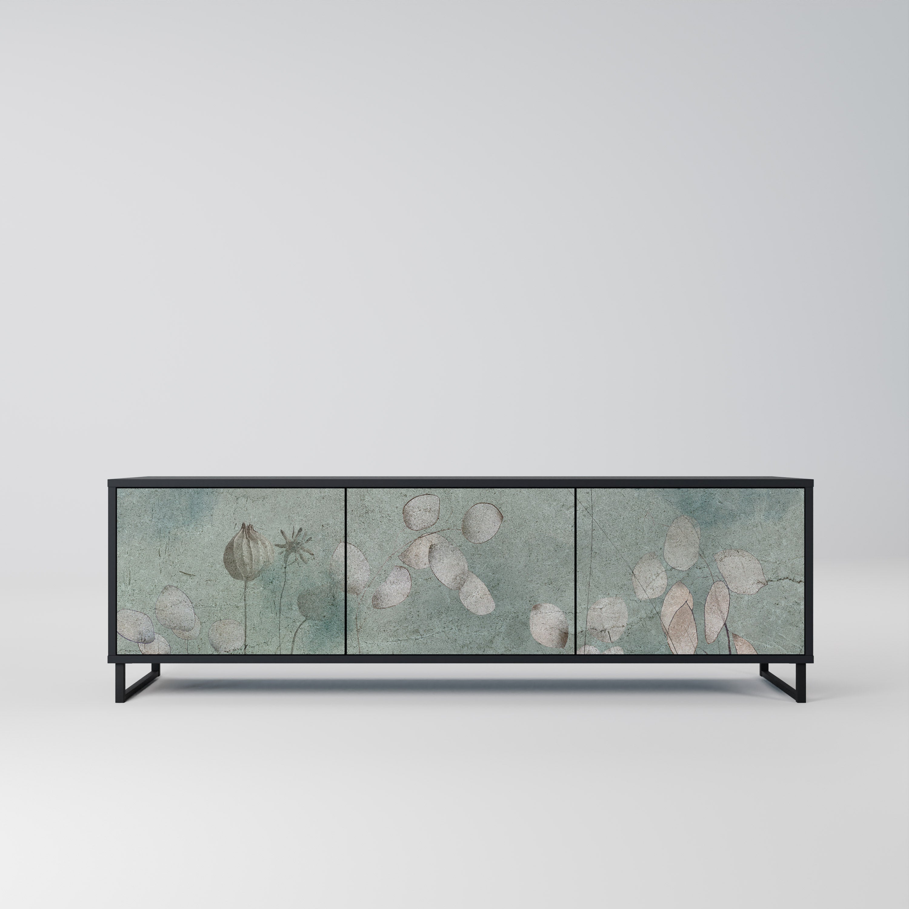 NIGHT LADY 3-Door TV Stand in Black Finish